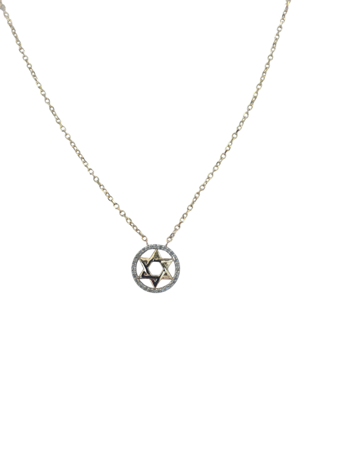 Necklace with a Star of David pendant on a white background