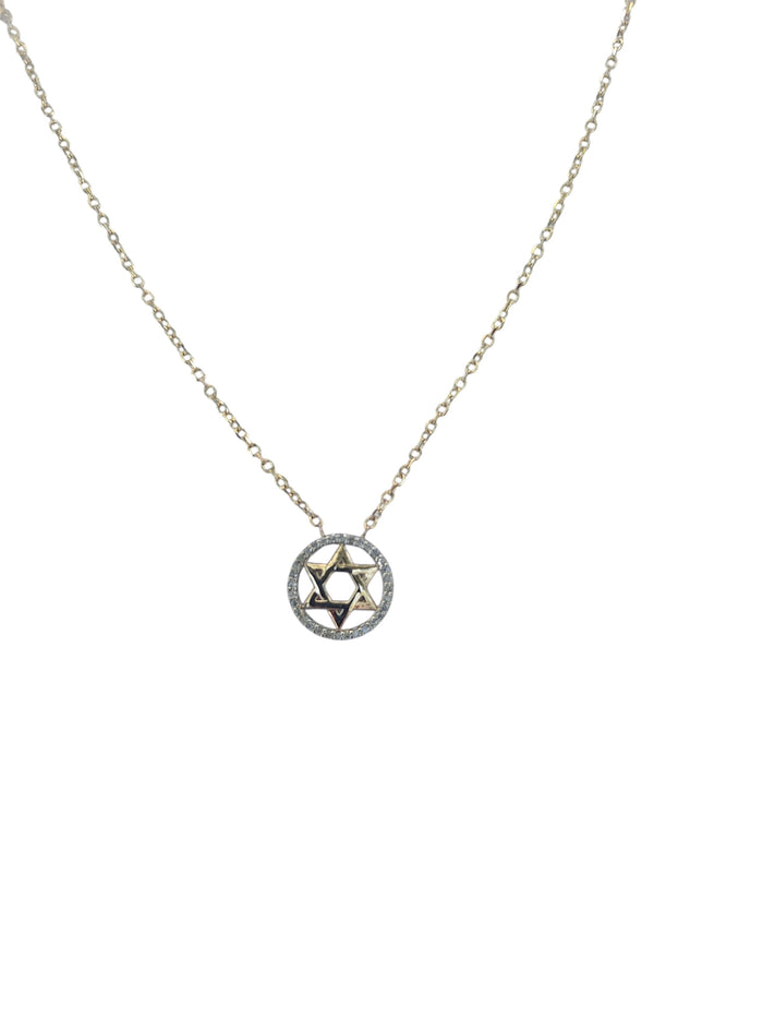 Necklace with a Star of David pendant on a white background