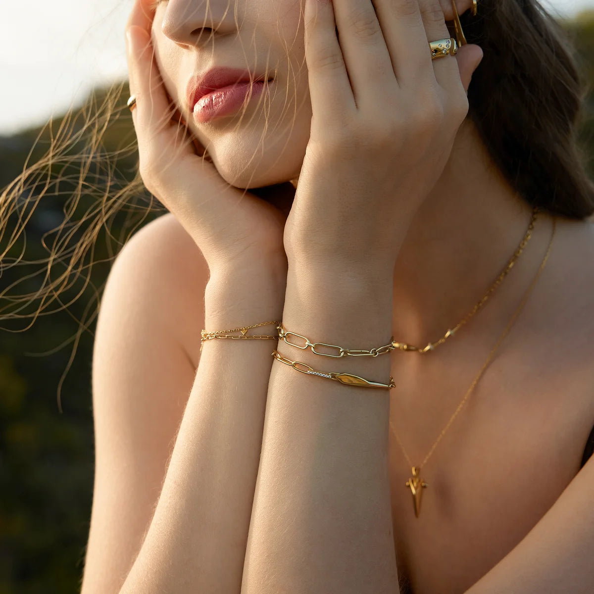 Gold Geometric Chunky Chain Bracelet