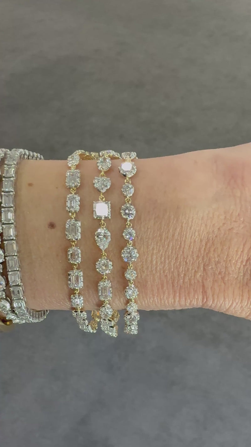 3 mixed diamond shape tennis bracelets