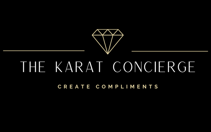 The Karat Concierge logo featuring a gold diamond icon on a black background for custom jewelry consultation services.