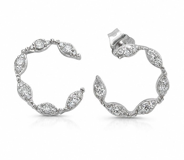 The Karat Concierge crescent earrings in 14K white gold with 0.51ct round diamonds and push backings.