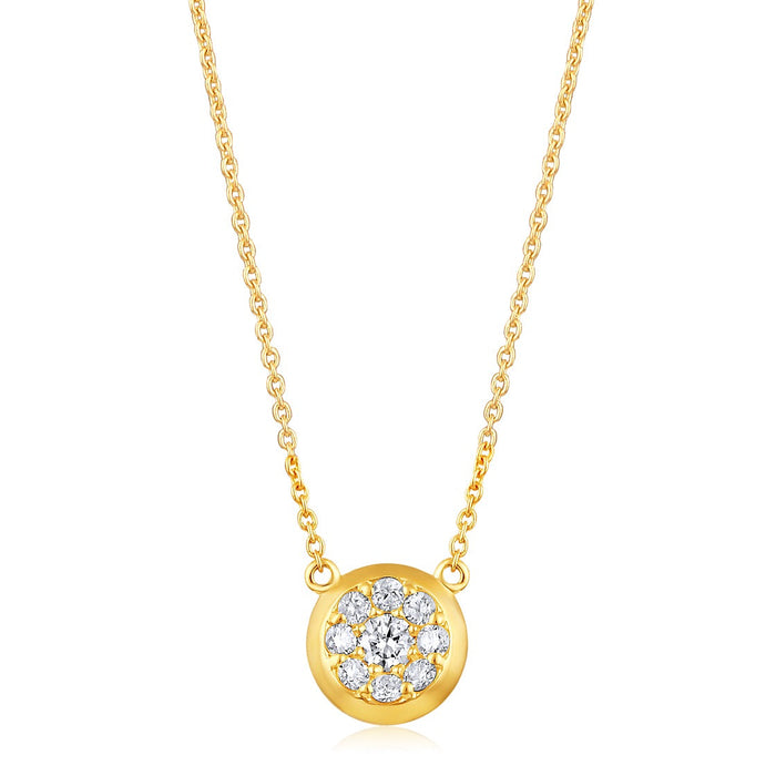 The Karat Concierge crushed diamond pendant in 14K yellow gold with nine sparkling natural diamonds on a gold chain.