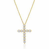 The Karat Concierge 11 stone diamond cross necklace in 14K gold with round brilliant cut diamonds on a delicate chain