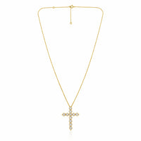 The Karat Concierge 11 stone diamond cross necklace in 14K gold with round brilliant cut diamonds on a delicate chain