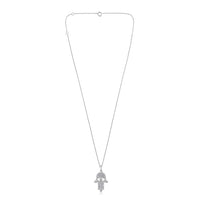 The Karat Concierge 14K gold Hamsa pendant necklace featuring 109 sparkling natural diamonds on a delicate chain.