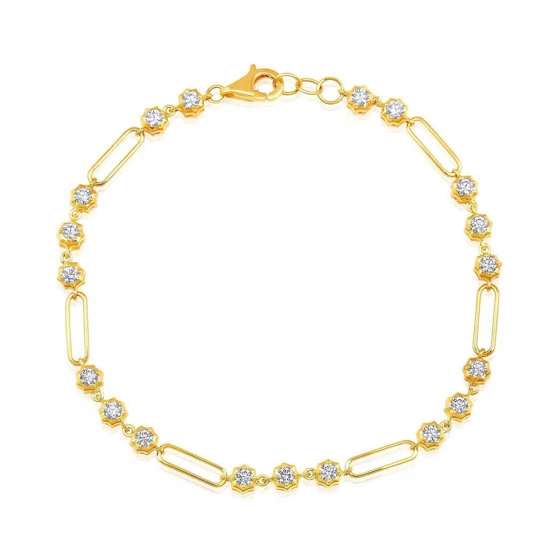 The Karat Concierge 14K yellow gold paperclip bracelet featuring 19 sparkling natural diamonds in a delicate chain.