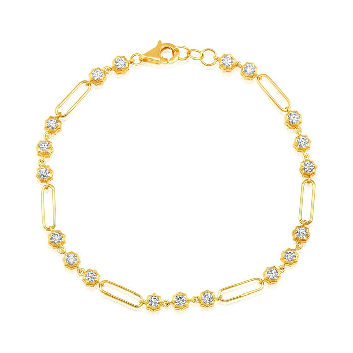 The Karat Concierge 14K yellow gold paperclip bracelet featuring 19 sparkling natural diamonds in a delicate chain.