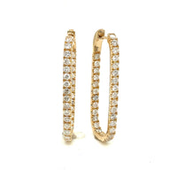 The Karat Concierge 14K yellow gold paperclip hoop earrings featuring 1.3 CTW diamonds set inside and out.