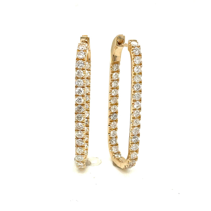 The Karat Concierge 14K yellow gold paperclip hoop earrings featuring 1.3 CTW diamonds set inside and out.