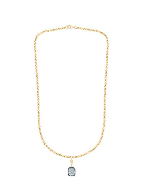 The Karat Concierge radiant cut lab-grown diamond pendant in 14K yellow gold with black rhodium on a gold chain.