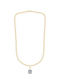 The Karat Concierge radiant cut lab-grown diamond pendant in 14K yellow gold with black rhodium on a gold chain.