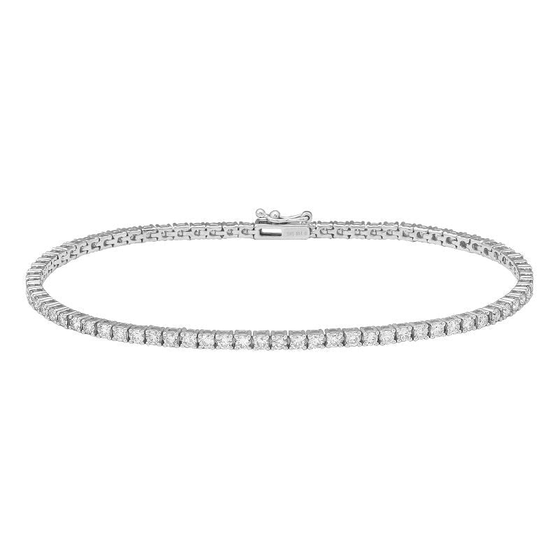 The Karat Concierge 4 prong set diamond tennis bracelet in 14K white gold with a secure double safety latch.