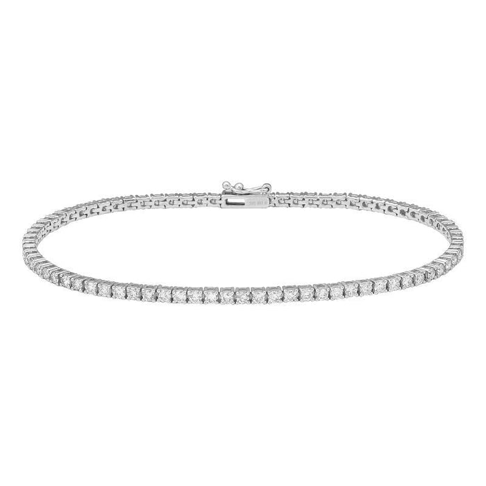 The Karat Concierge 4 prong set diamond tennis bracelet in 14K white gold with a secure double safety latch.