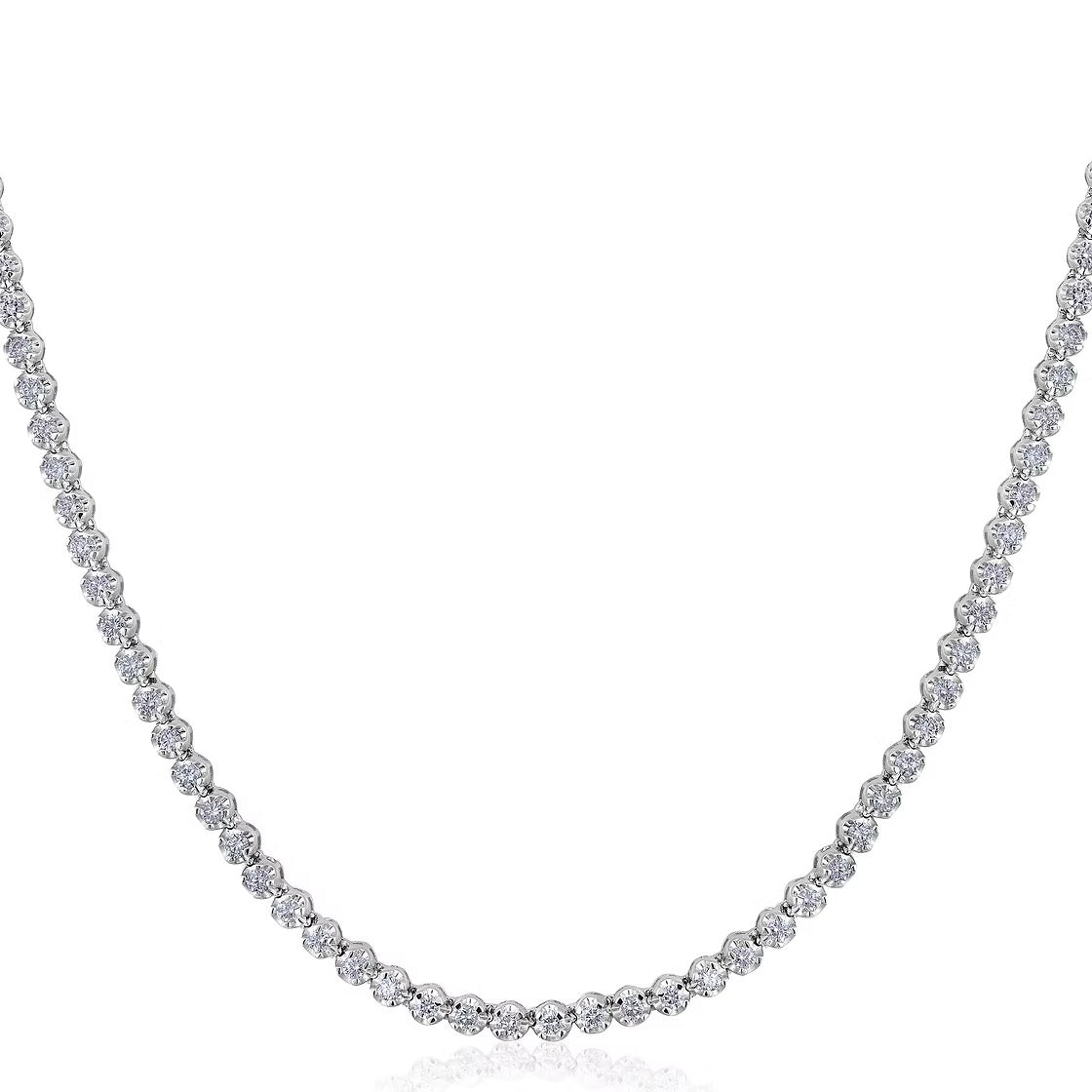 The Karat Concierge 2 CTW crown set diamond tennis necklace in 14K white gold, 16 inches long.