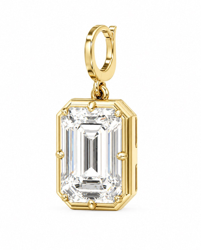 The Karat Concierge 3 CTW emerald-cut lab grown diamond pendant in 14K yellow gold with an open bail design.