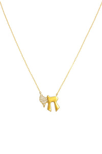The Karat Concierge 14K yellow gold Chai necklace with pavé diamonds on a delicate 18-inch adjustable chain.