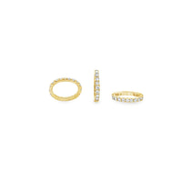 The Karat Concierge 14K yellow gold oval diamond rondelle bangle charms shown from multiple angles