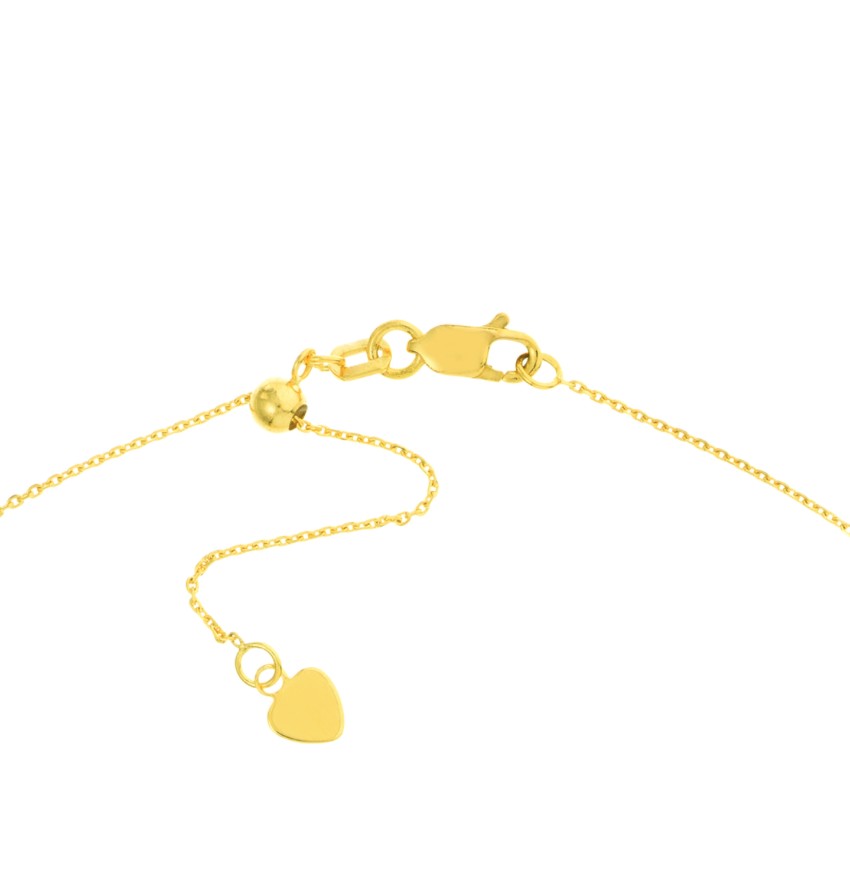 The Karat Concierge gold lariat necklace featuring a sliding bolo adjustment, delicate chain, and lobster clasp.
