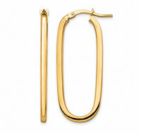 The Karat Concierge elongated paperclip earrings in 14K yellow gold with a polished finish and hinged clasp