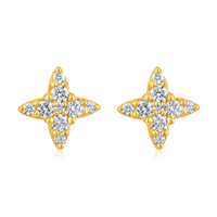 The Karat Concierge Hannah star stud earrings in 14K yellow gold with 18 sparkling natural diamonds.