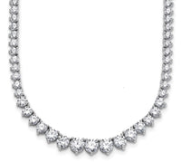 The Karat Concierge graduated tennis necklace in 14K white gold with sparkling stones in a classic 3-prong setting.