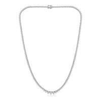 The Karat Concierge graduated tennis necklace in 14K white gold with a 3-prong setting and secure box clasp.