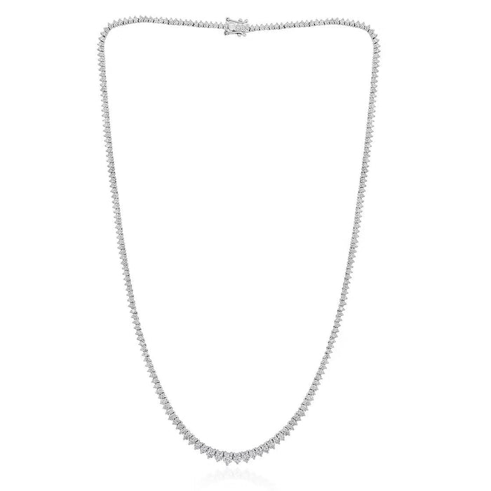 The Karat Concierge graduated tennis necklace in 14K white gold with a classic 3-prong setting and secure box clasp.
