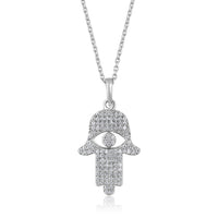 The Karat Concierge 14K gold Hamsa pendant necklace featuring 109 sparkling natural diamonds on a delicate chain.