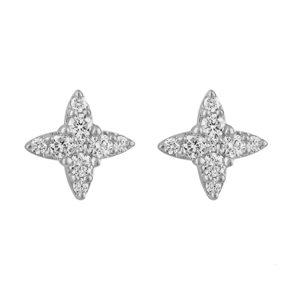 The Karat Concierge Hannah star stud earrings in 14K yellow gold featuring 18 sparkling natural diamonds.
