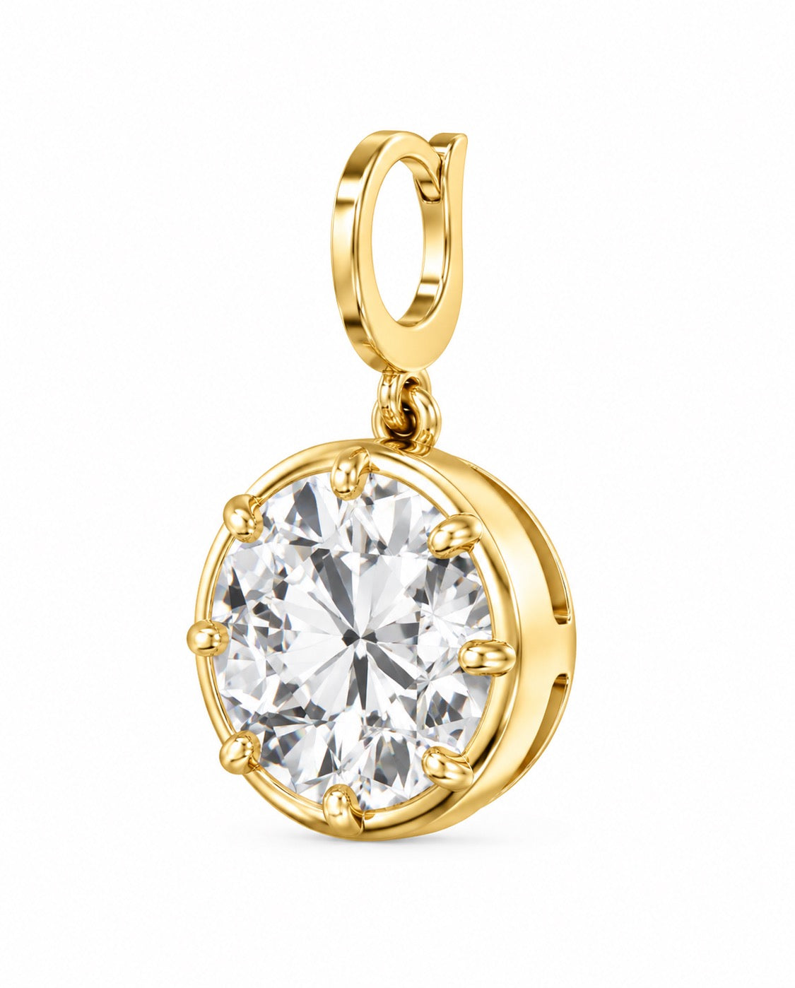 The Karat Concierge 3 CTW lab grown diamond pendant in 14K yellow gold with an open bail and claw prong setting.