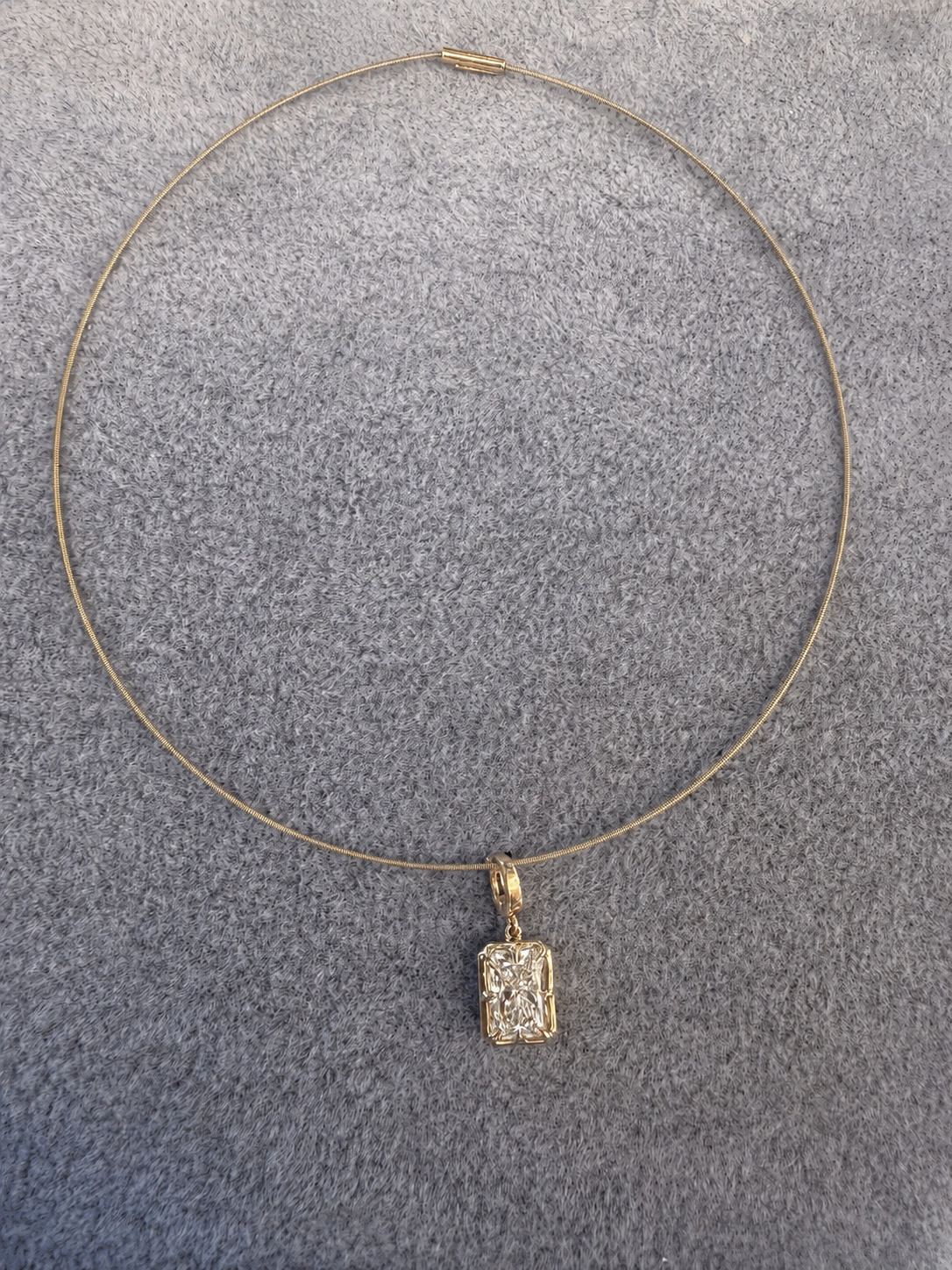 The Karat Concierge 3 CTW lab grown diamond pendant in 14K yellow gold with an open bail on a thin gold collar