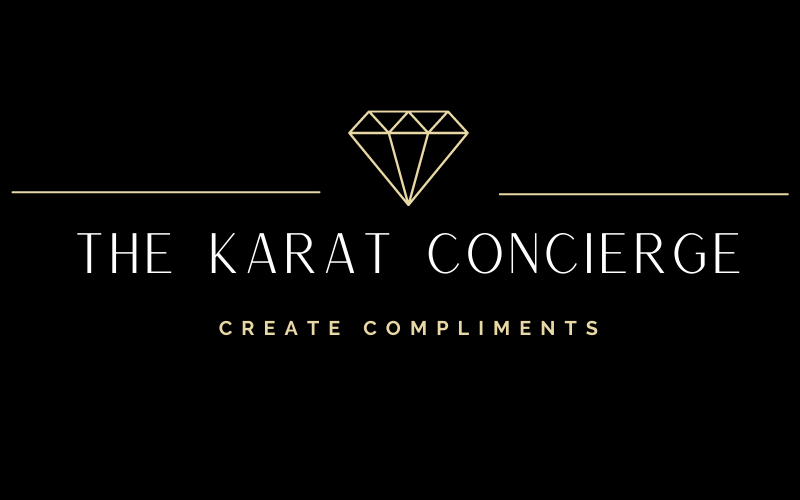 The Karat Concierge logo featuring a gold diamond icon and text on a black background for jewelry consultation