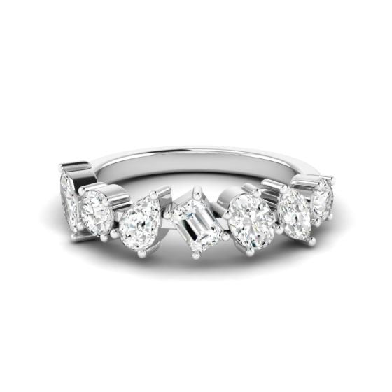 The Karat Concierge 14K white gold ring featuring seven mixed-shape lab grown diamonds in a prong setting.