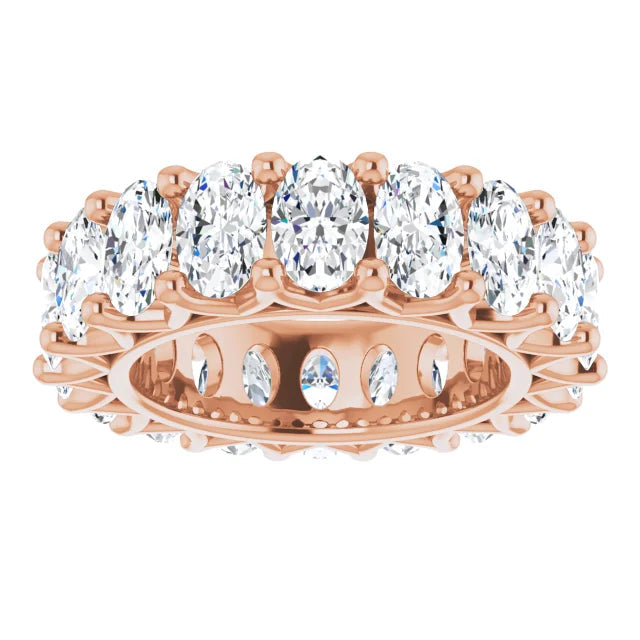 The Karat Concierge oval lab grown diamond eternity band in rose gold with FG color VS clarity stones.