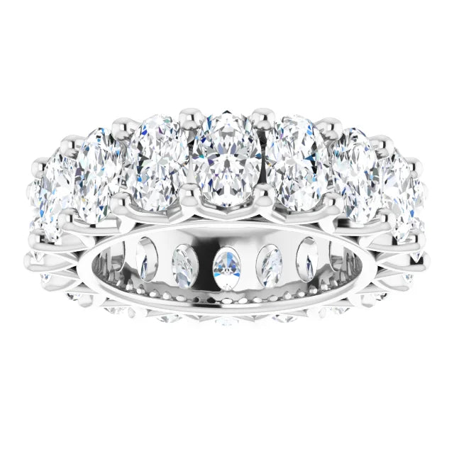 The Karat Concierge oval lab grown diamond eternity band in white gold with FG color VS clarity stones.