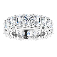 The Karat Concierge oval lab grown diamond eternity band in white gold with FG color VS clarity stones.