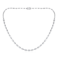 The Karat Concierge 14K white gold oval tennis necklace with 3.7ct natural diamonds and a smooth bead back chain.