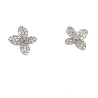 The Karat Concierge Lei Pave flower stud earrings in 14K white gold with 1 CTW sparkling pave set diamonds.