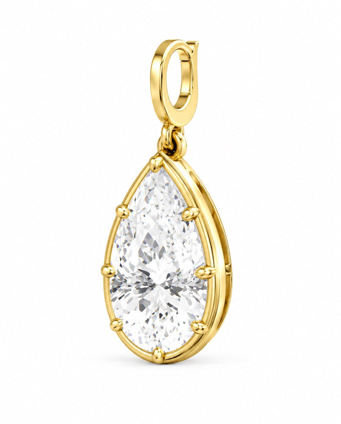 The Karat Concierge 3 CTW pear-shaped lab grown diamond pendant in 14K yellow gold with an open bail design.