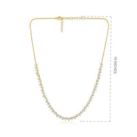 The Karat Concierge 14K yellow gold tennis necklace featuring 5.65ct pear-shaped diamonds in a 16-inch setting.