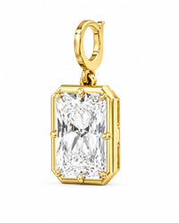The Karat Concierge 3 CTW radiant cut lab grown diamond pendant in 14K yellow gold with an open bail design.