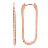 The Karat Concierge Greta rose gold paperclip hoop earrings with sparkling diamond accents on a white background.