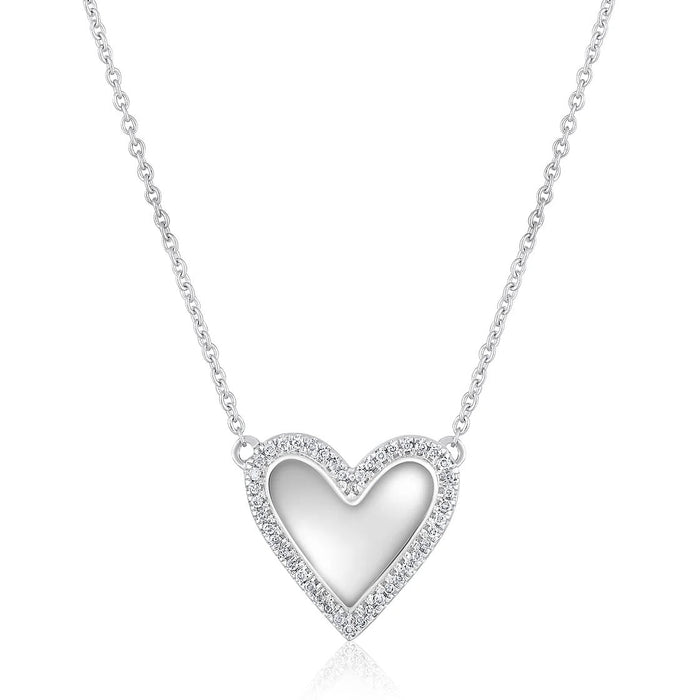 The Karat Concierge Amore bubble heart necklace in 14K white gold with 44 sparkling natural diamonds on a chain.