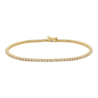 The Karat Concierge 14K yellow gold tennis bracelet featuring a 4-prong diamond setting and a secure double latch.