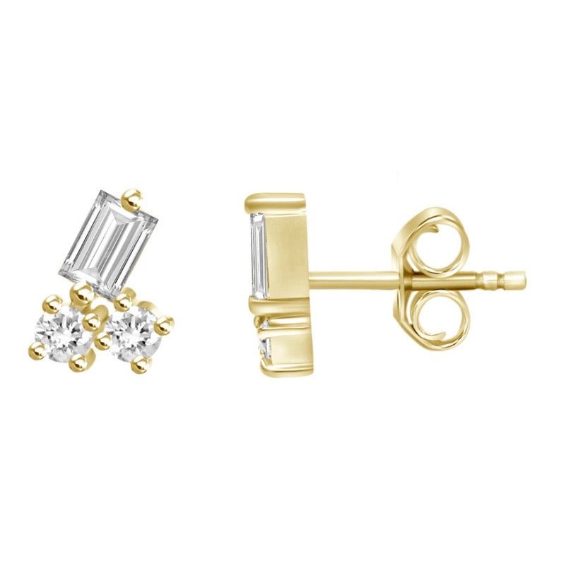 Yellow gold cluster stud earrings 