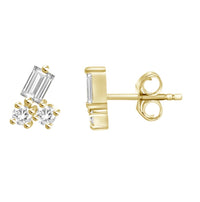 Yellow gold cluster stud earrings 