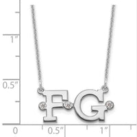Initial Necklace with Bezel Set Diamonds white gold 