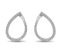 White gold Diamond Open "C" Hoop Earrings