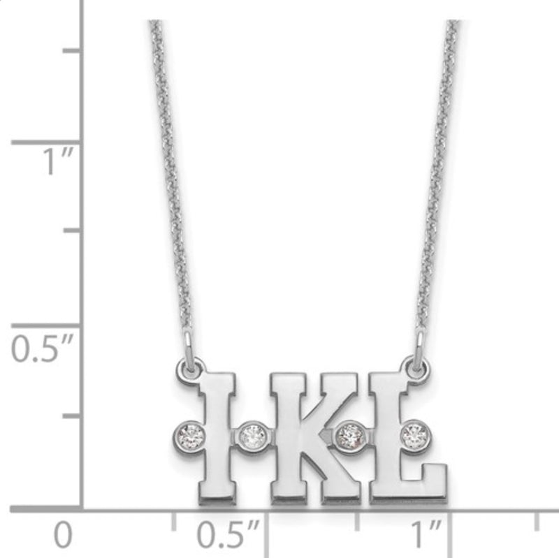 Initial Necklace with Bezel Set Diamonds white gold 